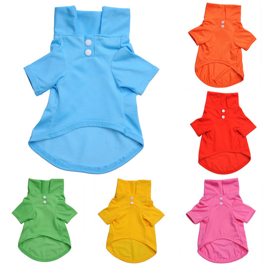 Pet Clothes Dog Solid color Polo Shirt Apparel Lapel Costume Dog Clothes T-shirt Casual Puppy Suit Cotton Clothes Cozy Shirt